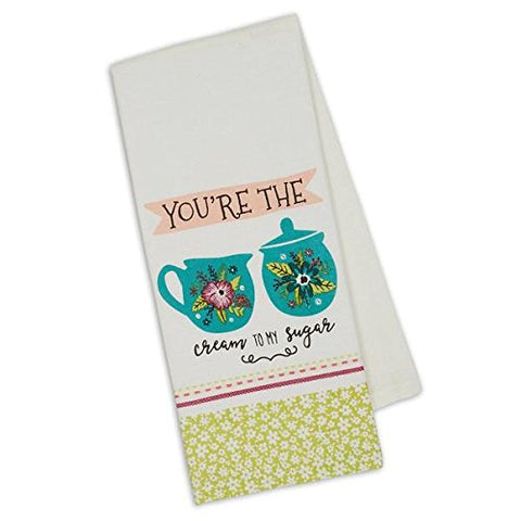 Cream & Sugar Tea Coffee Lovers Cotton Dish Towel