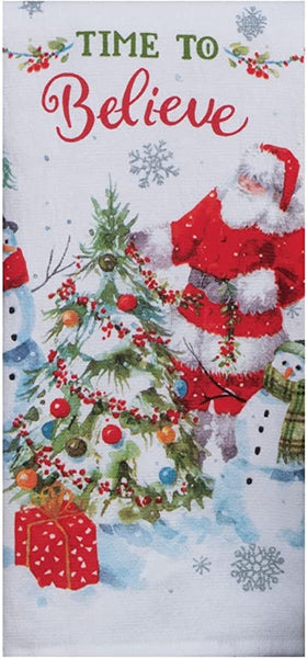 Santa Believe Christmas Village Dual Purpose Kitchen Dish Terry Towel