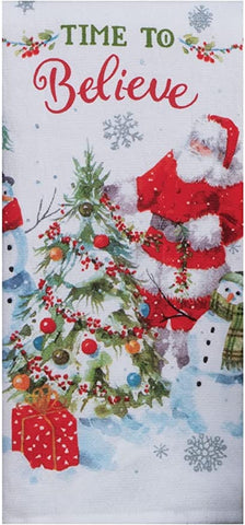 Santa Believe Christmas Village Dual Purpose Kitchen Dish Terry Towel