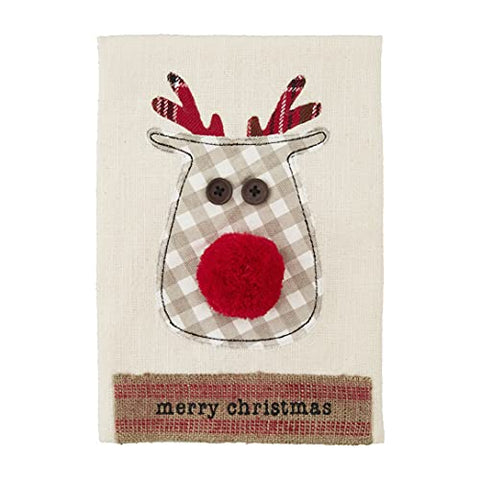Mud Pie Christmas Applique Towel Rudolph Reindeer, 21" x 14"