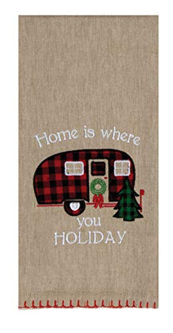 Kay Dee Designs Embroidered Tea Towel - Home is Where You Holiday Camper, Multi-Colored, 18x26