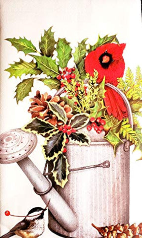 Mary Lake Thompson Cardinal Holly Christmas Watering Can Dish Towel