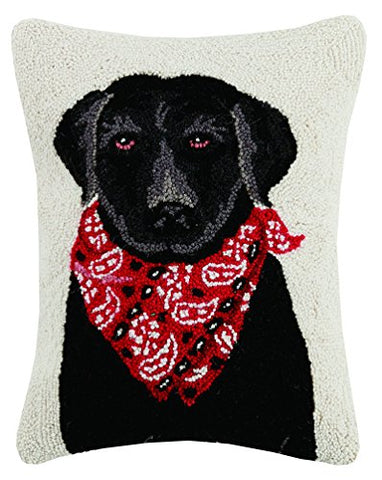 Mary Lake Thompson Black Lab with Bandana Hook Pillow, 14x18" Throw