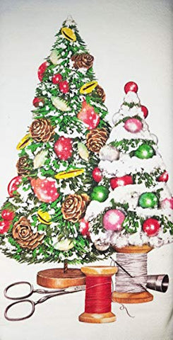 Mary Lake Thompson Vintage Spool Christmas Trees Kitchen Dish Towel