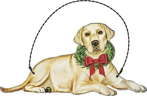 Yellow Lab Labrador Retriever Hanging Dog Christmas Wooden Ornament