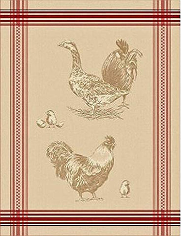 Mierco European Cotton Jacquard Dish Tea Towel French Goose and Rooster