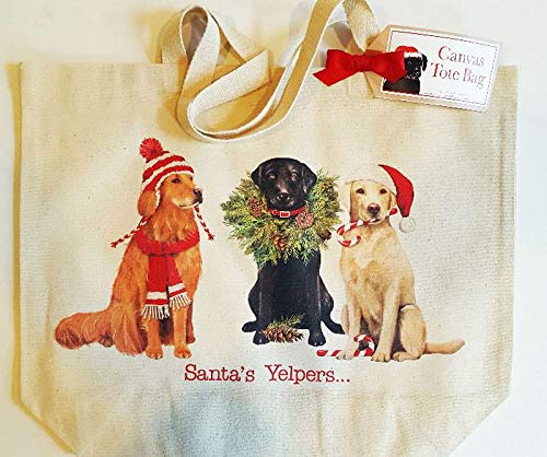 Market Earth Friendly Canvas Tote - Santa's Yelpers Retriever Dogs by Mary Lake Thompson