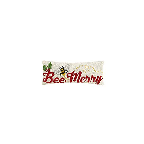 Peking Handicraft 31TG797C20OB Bee Merry Hook Pillow Poly Filled, 20-inch Length, Wool and Cotton