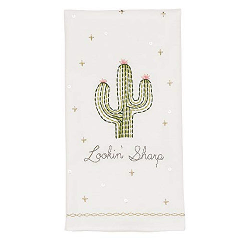 Embroidered Sequin Cactus Towel