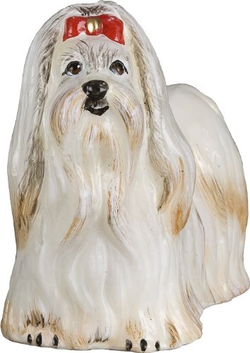 Blown Glass Maltese in Red Bow Ornament