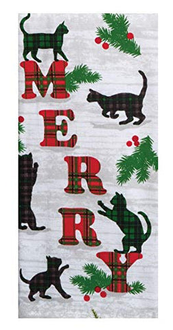 Kay Dee Designs - Holiday Feline Cats Dual Purpose Dish Towel, 16 x 26