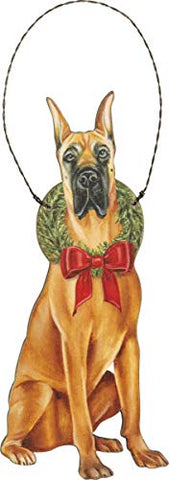 Great Dane Dog Wooden Hanging Christmas Tree Ornament