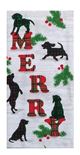 Set of 2 Santa HOLLY JOLLY Christmas Terry Kitchen Towels by Kay Dee Designs