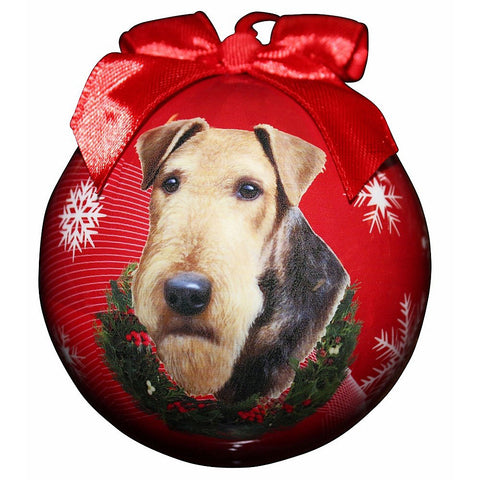 Airedale Dog Snowflake Christmas Ornament Shatter Proof Ball 3"