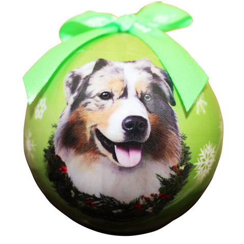 Australian Shepherd Dog Snowflake Christmas Ornament Shatter Proof Ball - 3"