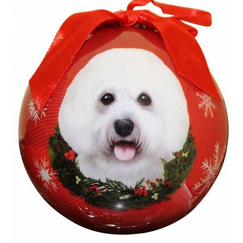 Bichon Frise Dog Snowflake Christmas Ornament Shatter Proof Ball 3"