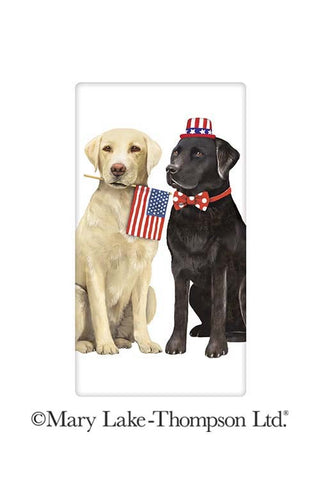 Patriotic Labrador Retriever Dogs 100% Cotton Flour Sack Dish Towel Tea Towel