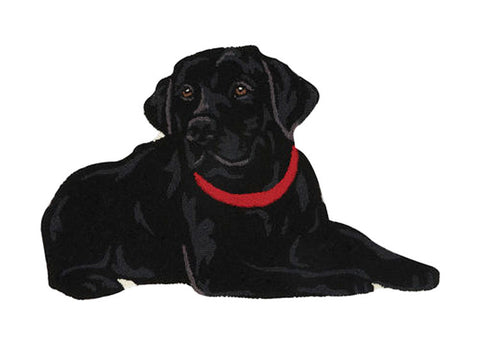 Peking Handicraft Hooked Wool Black Labrador Retriever Dog Rug 22" x 34"