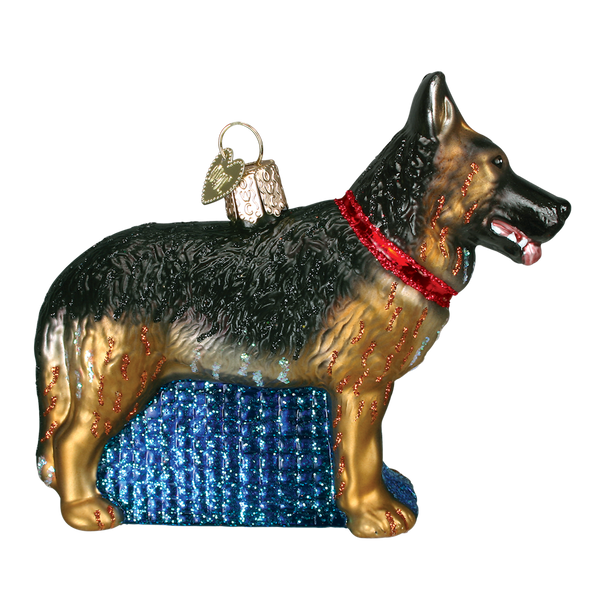 Old World Christmas German Shepherd Dog Glass Blown Ornament