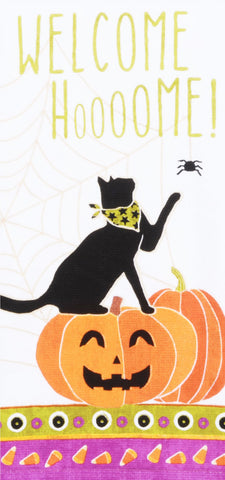 Halloween Black Cat Dual Purpose Kitchen Dish Terry Towel