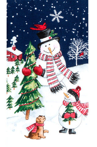 Let it Snow Evening Snowman Dual Purpose Kitchen Dish Terry Towel