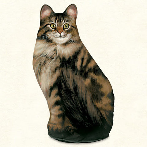 Long Hair Tabby Cat Screened Cotton Weighted Door Stop
