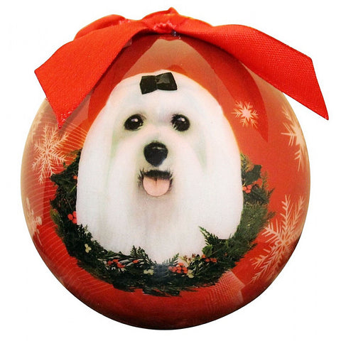 Maltese Dog Snowflake Christmas Ornament Shatter Proof Ball 3"