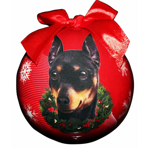 Miniature Pinscher Dog Snowflake Christmas Ornament Shatter Proof Ball - 3"