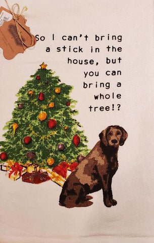 Mud Pie Watercolor Chocolate Labrador Christmas Dish Towel - 26" x 16.5"