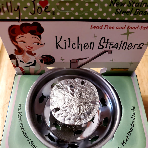 Pewter Nautical Sand Dollar Stainless Steel Sink Strainer