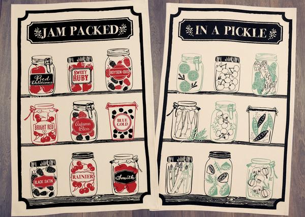 Printed Cotton Dish Towel Set/2 Pickes and Preserves - 18" x 28"