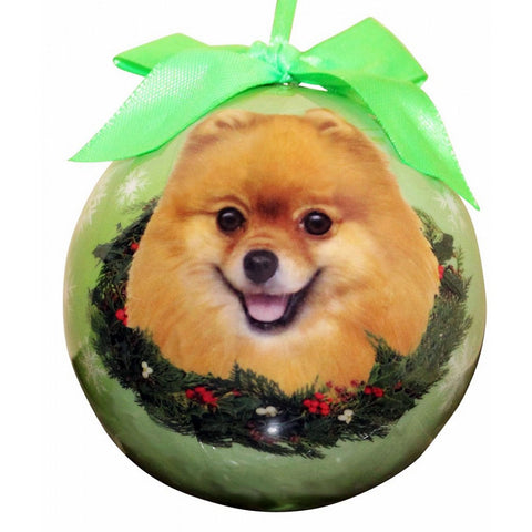 Pomeranian Dog Snowflake Christmas Ornament Shatter Proof Ball 3"