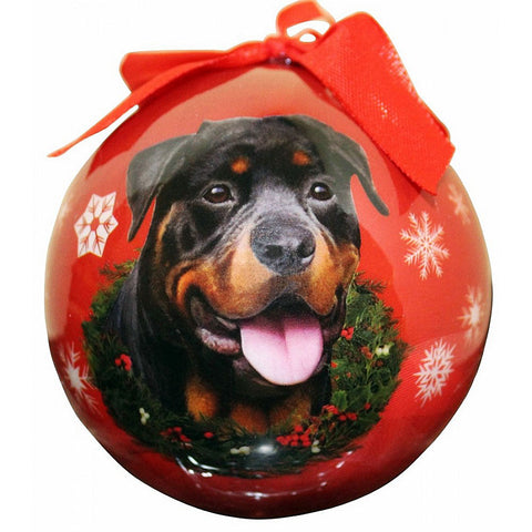 Rottweiler Dog Snowflake Christmas Ornament Shatter Proof Ball 3"