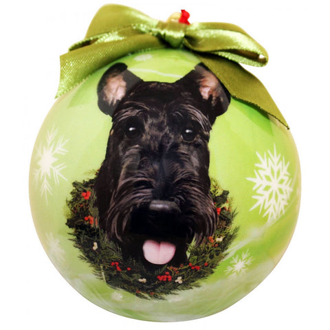 Scottish Terrier Dog Snowflake Christmas Ornament Shatter Proof Ball - 3"
