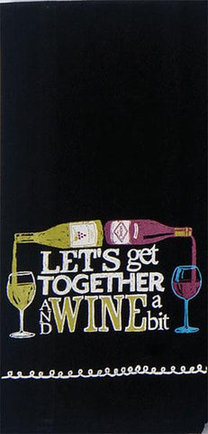 Wine A Bit 100% Cotton Dish Towel / Tea Towel, 18" x 28"