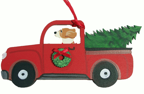 Retro Truck Dog Wood 3-D Hand Painted Ornament - Beagle