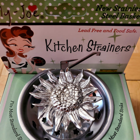 Pewter Jumbo Sunflower Stainless Steel Sink Strainer