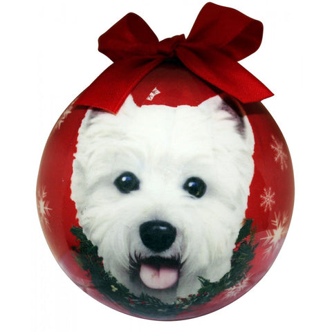 West Highland White Terrier Dog Christmas Ornament Shatter Proof Ball - 3"