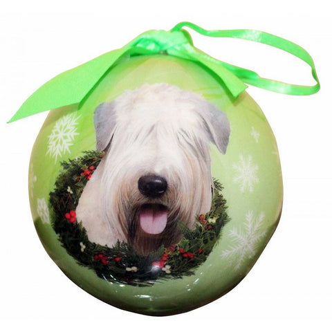 Wheaten Terrier Dog Snowflake Christmas Ornament Shatter Proof Ball - 3"