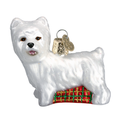 Old World Christmas Westie Terrier Dog Glass Blown Ornament