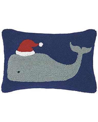 Peking Handicraft 31SJM7299C18OB 12 x 18 in. Xmas Whale Poly Filled Hook Pillow