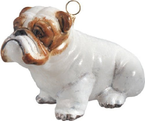 Joy to The World Collectibles European Blown Glass Pet Ornament, White Bulldog