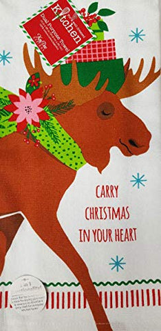 Kay Dee Festive Moose Christmas Dual Purpose Terry Kitchen Dish Towel