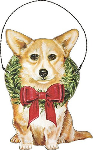 Corgi Dog Hanging Wooden Christmas Tree Ornament