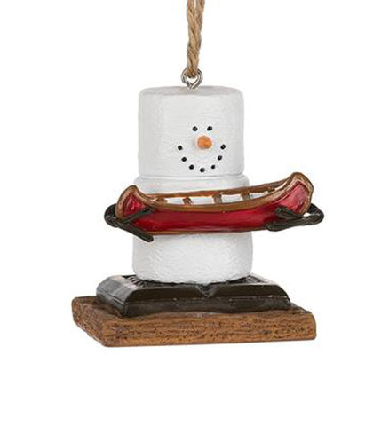 Rustic Canoe Chocolate S'mores Christmas Ornament - Graham Cracker