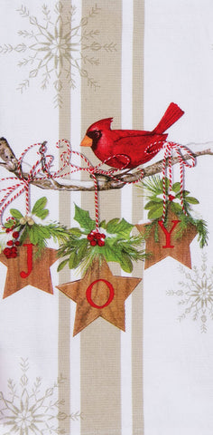 Christmas Cardinal JOY Dual Purpose Kitchen Dish Terry Towel