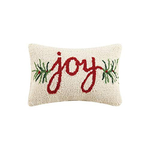 Peking Handicraft Joy Balsam Christmas Hooked Pillow - 12" x 5"