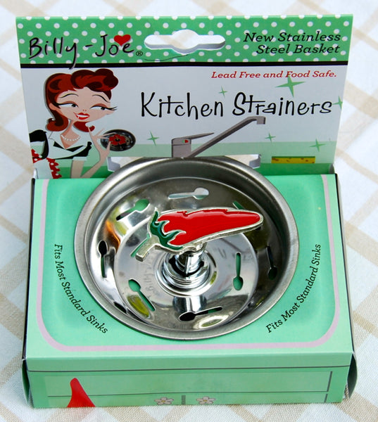 Enamel Chili Pepper Stainless Steel Sink Strainer