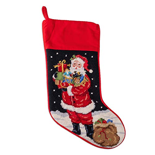 Peking Handicraft Evening Santa with Toys Needlepoint Stocking