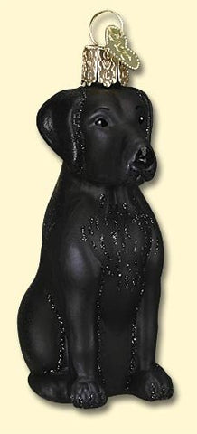 Old World Christmas Black Labrador Retriever Dog Glass Blown Ornament